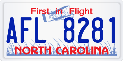 NC license plate AFL8281