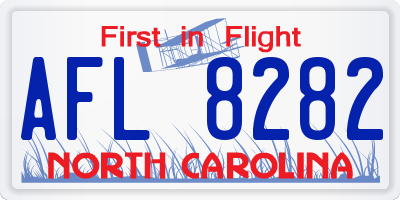 NC license plate AFL8282