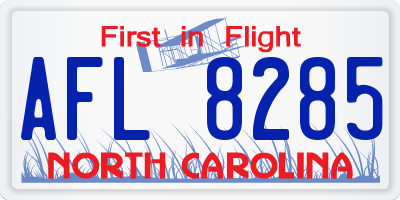 NC license plate AFL8285