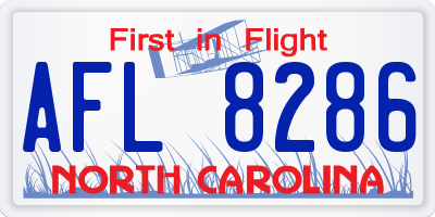 NC license plate AFL8286