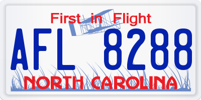 NC license plate AFL8288