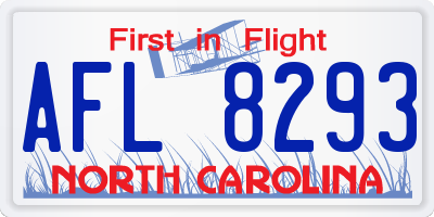 NC license plate AFL8293