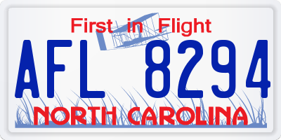NC license plate AFL8294