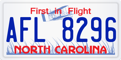 NC license plate AFL8296