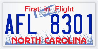 NC license plate AFL8301