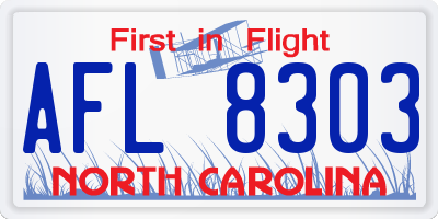 NC license plate AFL8303