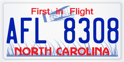 NC license plate AFL8308