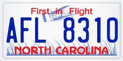 NC license plate AFL8310