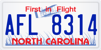 NC license plate AFL8314
