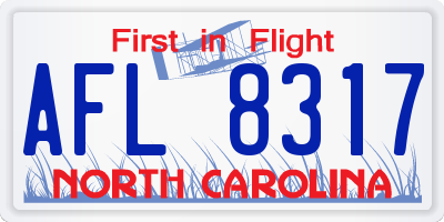 NC license plate AFL8317