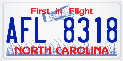 NC license plate AFL8318