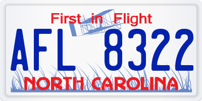 NC license plate AFL8322