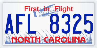 NC license plate AFL8325