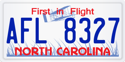 NC license plate AFL8327