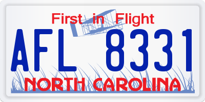 NC license plate AFL8331