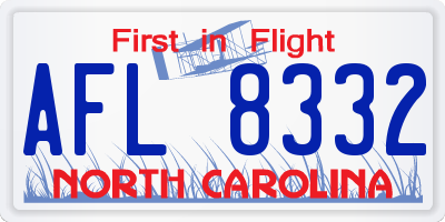 NC license plate AFL8332