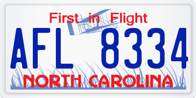 NC license plate AFL8334
