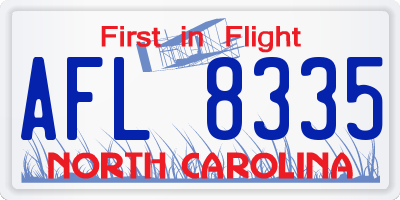NC license plate AFL8335
