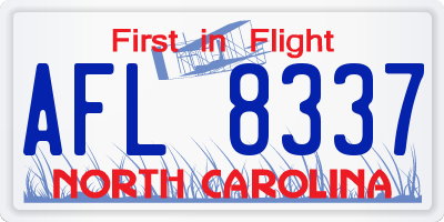 NC license plate AFL8337