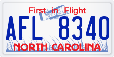 NC license plate AFL8340