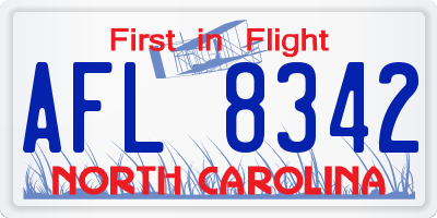 NC license plate AFL8342