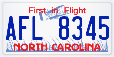 NC license plate AFL8345