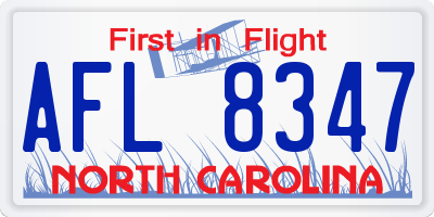 NC license plate AFL8347