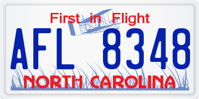 NC license plate AFL8348
