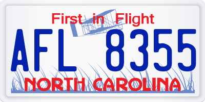 NC license plate AFL8355