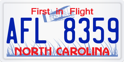 NC license plate AFL8359
