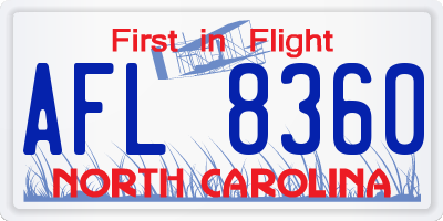 NC license plate AFL8360