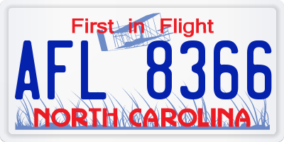 NC license plate AFL8366
