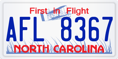 NC license plate AFL8367