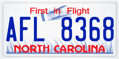 NC license plate AFL8368