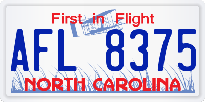 NC license plate AFL8375