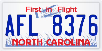 NC license plate AFL8376