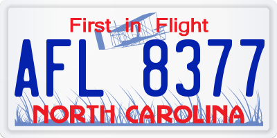 NC license plate AFL8377