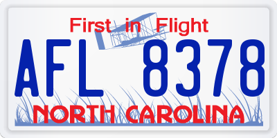 NC license plate AFL8378