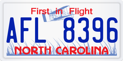 NC license plate AFL8396
