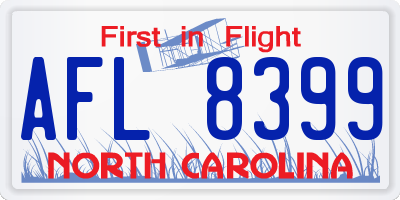 NC license plate AFL8399