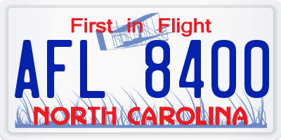 NC license plate AFL8400