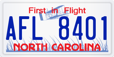 NC license plate AFL8401
