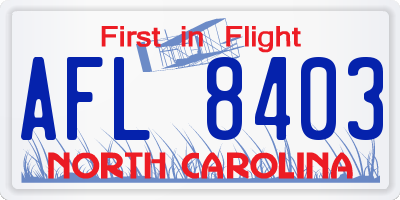 NC license plate AFL8403