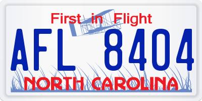 NC license plate AFL8404