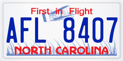 NC license plate AFL8407