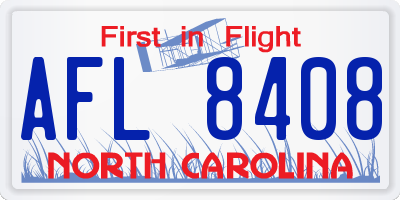 NC license plate AFL8408