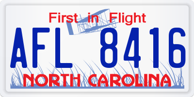 NC license plate AFL8416