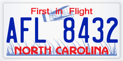 NC license plate AFL8432