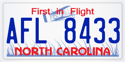 NC license plate AFL8433