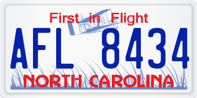 NC license plate AFL8434